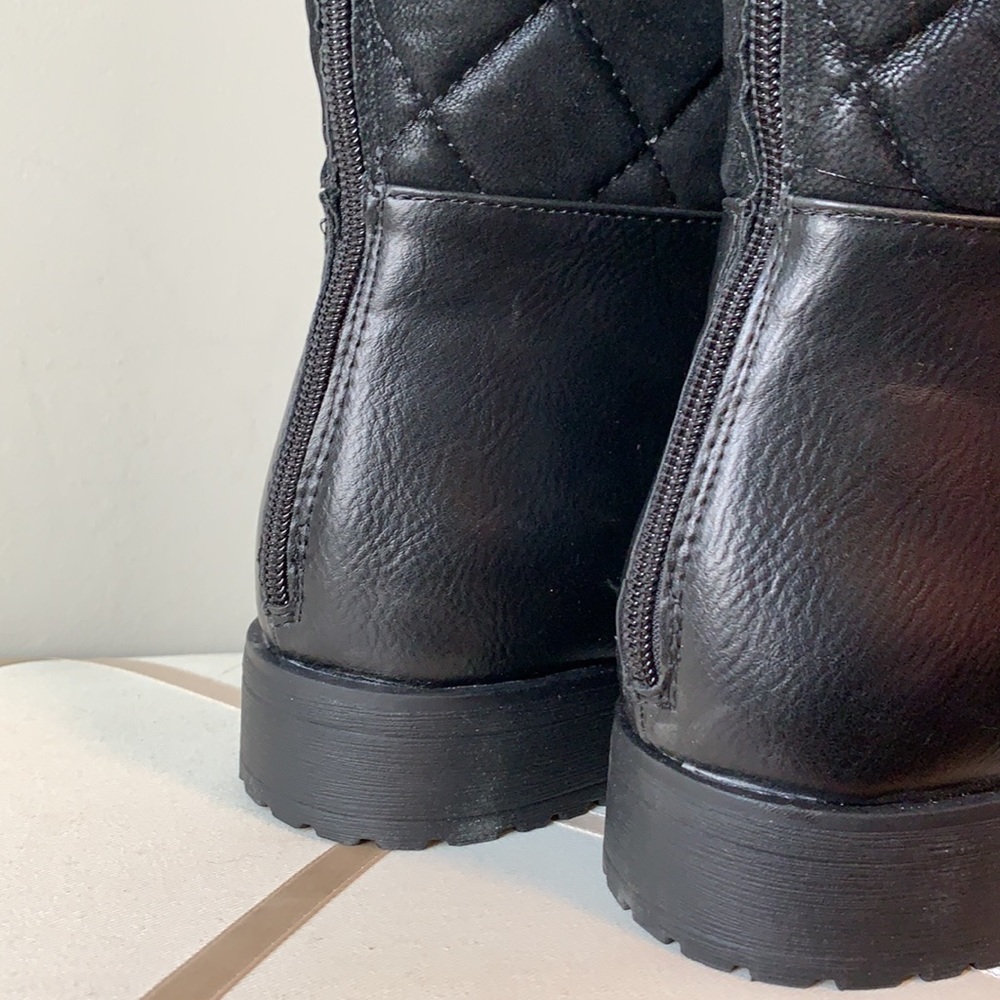 Quilted Over the Knee Black Tall Riding Boots - Picture 4 of 8